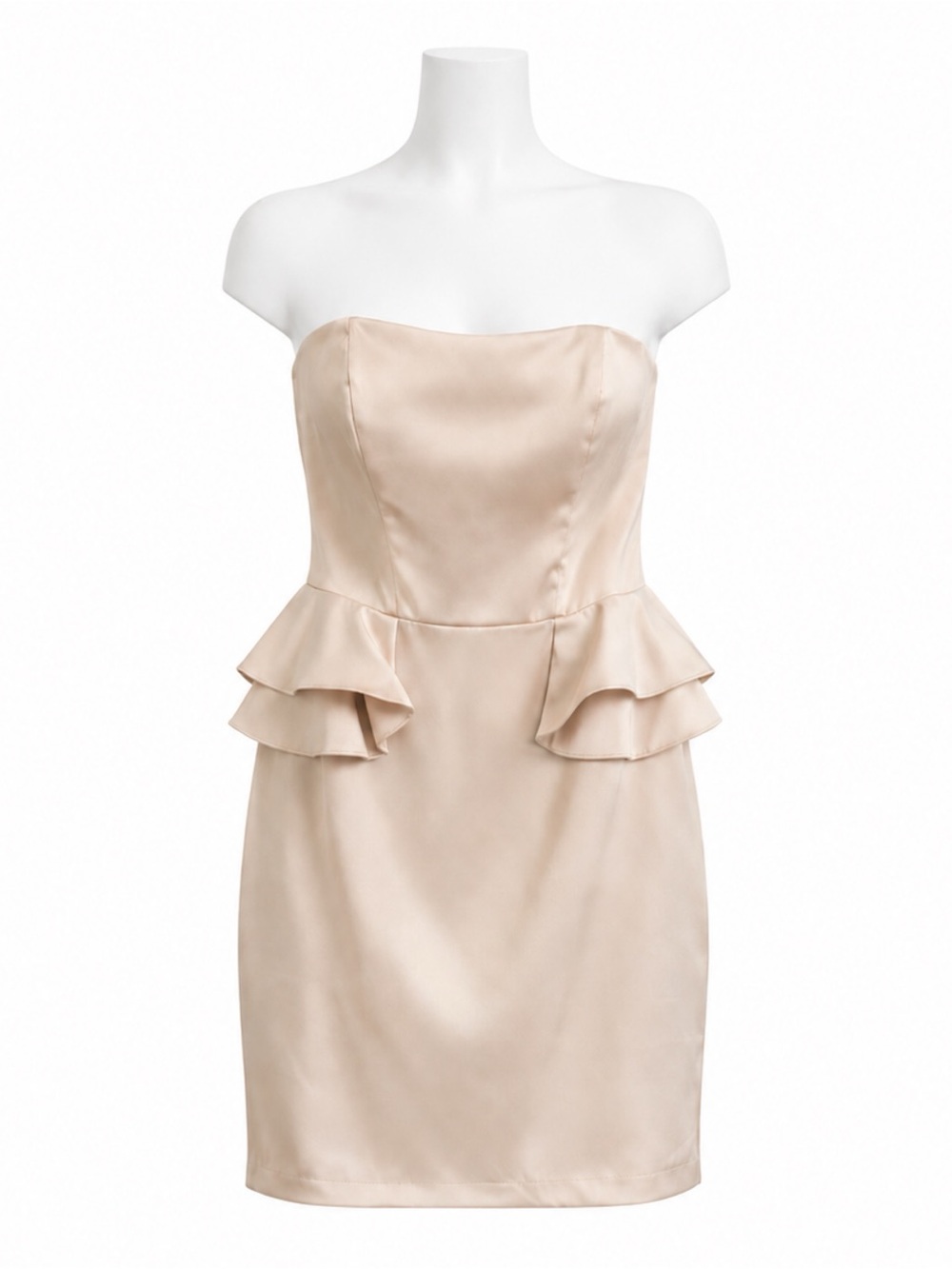 Size 10 Jolie Cream Strapless Boned Ruffle Mini Dress Formal Cocktail Party